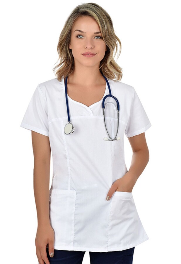 Kvinnors medicinska förkläde INESS - vit - Storlek:S