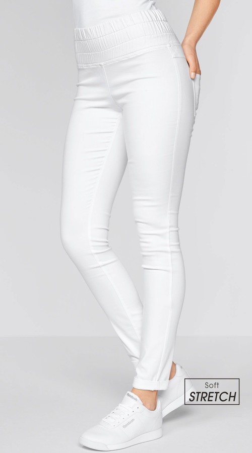 Dámské stretchové kalhoty ŠTÍHLÝ PAS - bílá - Velikost:2XL