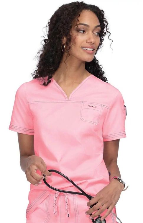 Zdravotnické oblečení - Koi - haleny - Dámská zdravotnická halena Georgia Stretch - růžová | medical-uniforms