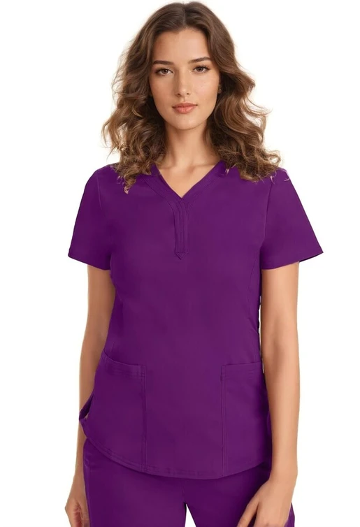 Zdravotnické oblečení - Dámské zdravotnické haleny - Dámská zdravotnická halena JANE s efektním výstřihem - fialová | medical-uniforms