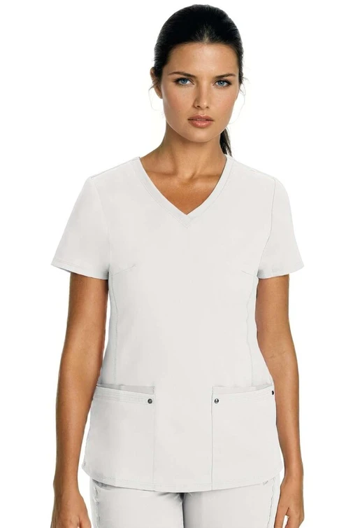 Zdravotnické oblečení - Dámské zdravotnické haleny - Dámská zdravotnická halena s elastickými pásy na bocích JULIET – bílá | medical-uniforms