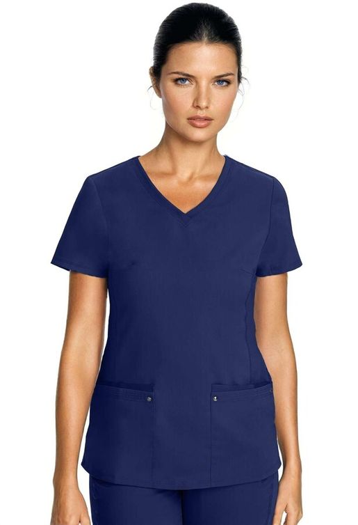 Zdravotnické oblečení - Dámské zdravotnické haleny - Dámská zdravotnická halena s elastickými pásy na bocích JULIET – námornícka modrá | medical-uniforms