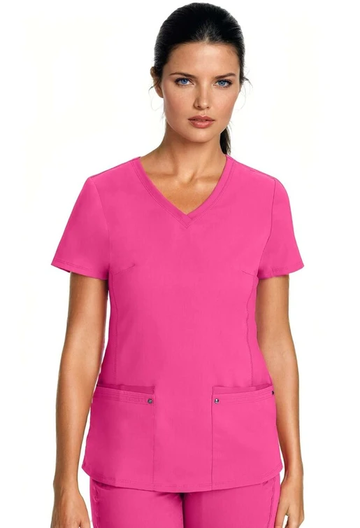 Zdravotnické oblečení - Dámské zdravotnické haleny - Dámská zdravotnická halena s elastickými pásy na bocích JULIET – růžová | medical-uniforms