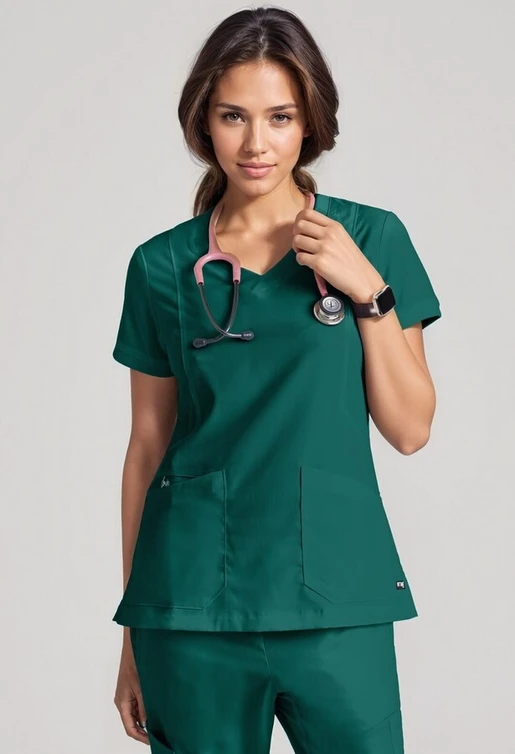 Zdravotnické oblečení - Dámské zdravotnické haleny - Dámská zdravotnická halena LOVE Grey´s Anatomy -  myslivecká zelená | medical-uniforms