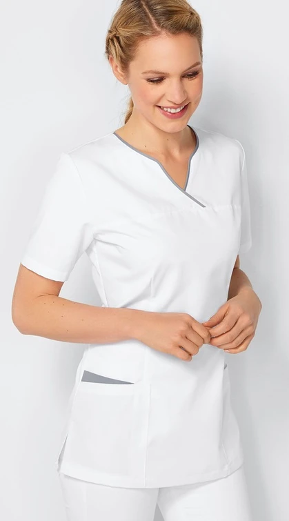 Zdravotnické oblečení - 7days - haleny - Dámská zdravotnická halena PASPEL - bílá | medical-uniforms