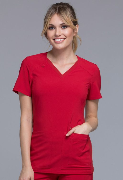 Zdravotnické oblečení - Dámské zdravotnické haleny - Dámská zdravotnická halena s bočními úplety - červená | medical-uniforms
