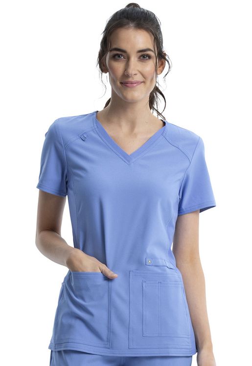 Zdravotnické oblečení - Dámské zdravotnické haleny - Dámská zdravotnická halena s bočními úplety - nebeská modrá | medical-uniforms