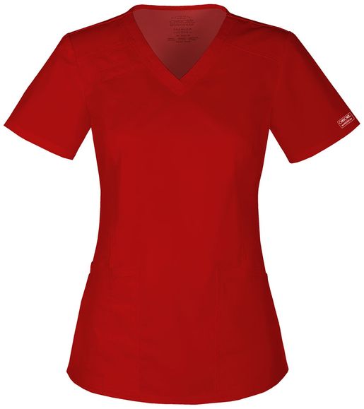 Zdravotnické oblečení - Dámské lékařské halenky - Dámská zdravotnická halena V-výstřih- červená | medical-uniforms