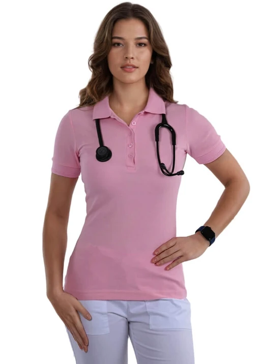 Zdravotnické oblečení - Trička - Zdravotnická dámská polo košile - baby pink | medical-uniforms