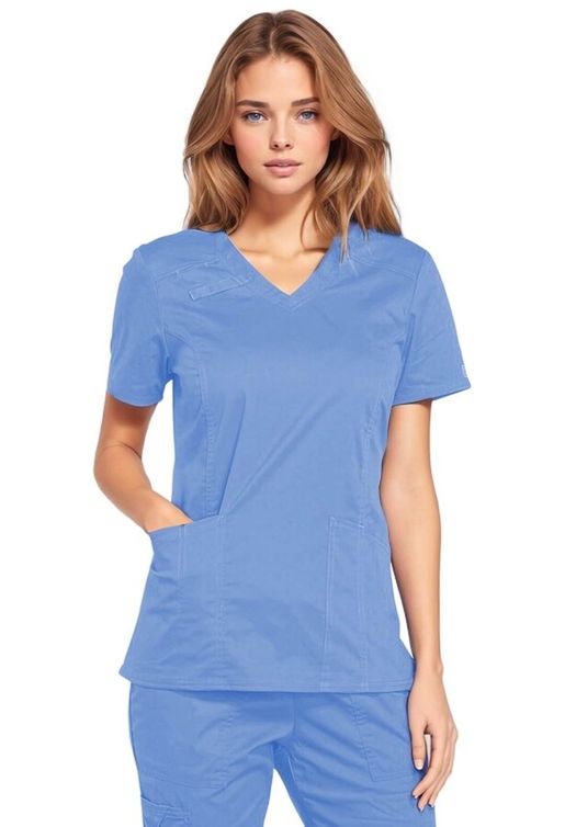 Zdravotnické oblečení - Dámské lékařské halenky - Dámská zdravotnická halena V-výstřih- nebeská modrá | medical-uniforms