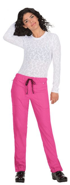 Zdravotnické oblečení - Dámské kalhoty - Dámské zdravotnické kalhoty JOGGER v barvě zářící růžové | medical-uniforms