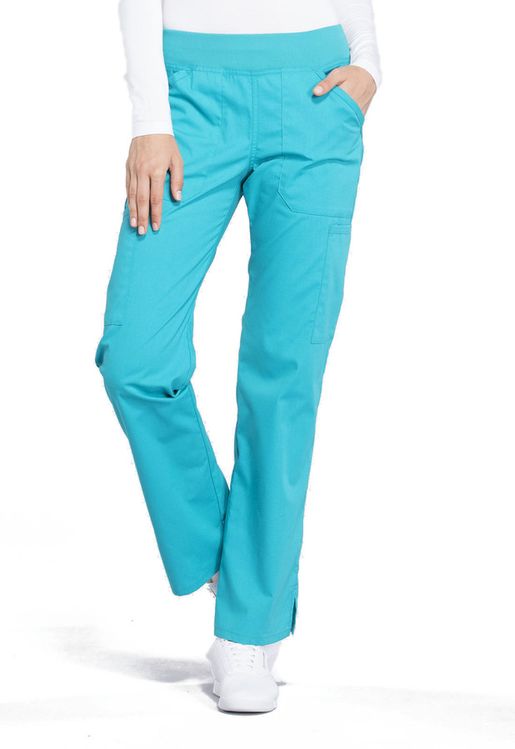 Zdravotnické oblečení - Dámské kalhoty - Dámské zdravotnické kalhoty s elastickým pasem na gumu - tyrkysová | medical-uniforms
