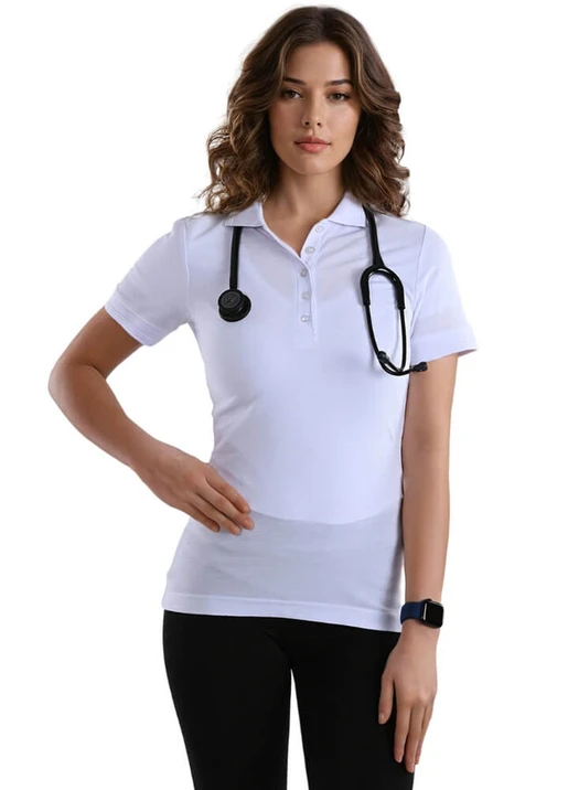 Zdravotnické oblečení - Trička - Zdravotnické bílé tričko s krátkým rukávem | medical-uniforms