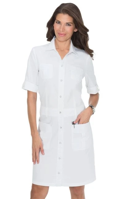 Zdravotnické oblečení - Šaty - Dámske šaty Alexandra v bielej farbe | medical-uniforms