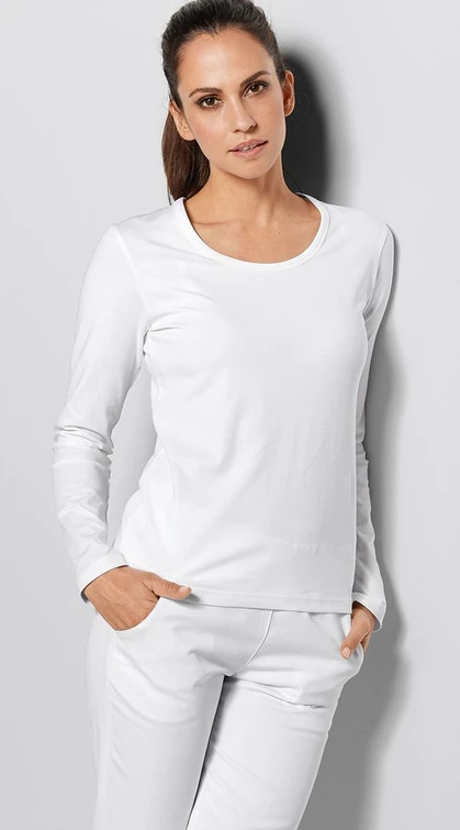 Zdravotnické oblečení - Novinky - Dámské zdravotnické tričko s dlouhým rukávem - biele | medical-uniforms