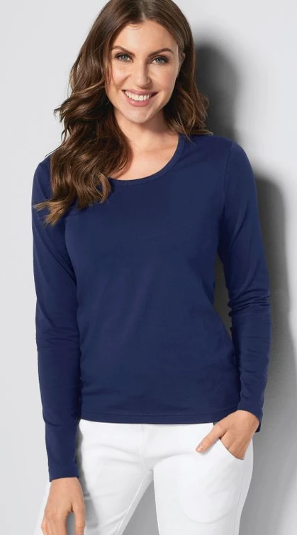 Zdravotnické oblečení - Novinky - Dámské zdravotnické tričko s dlouhým rukávem - námořnická modrá | medical-uniforms