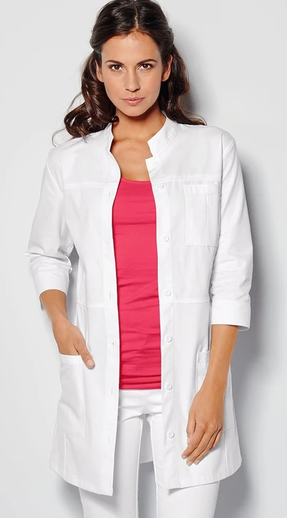 Zdravotnické oblečení - Novinky - Dámský krátký laboratorní plášť – bílá   | medical-uniforms