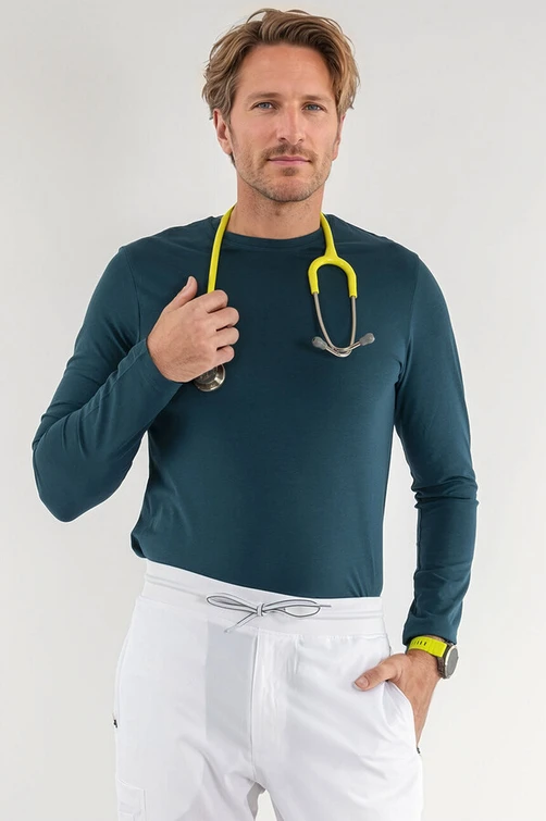 Zdravotnické oblečení - Muži - Elastické pánské tričko MEDICAL s dlouhým rukávem karibsky modré | medical-uniforms