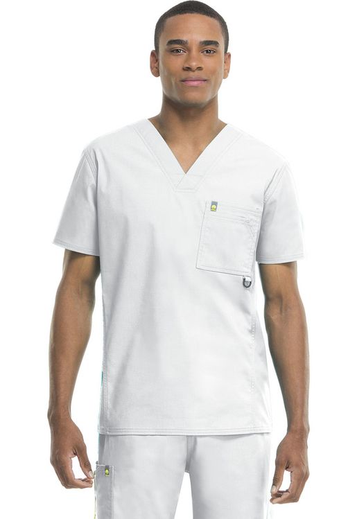Zdravotnické oblečení - Vrácené zboží - Pánská zdravotnická halena s V-výstřihem CP - bílá | medical-uniforms