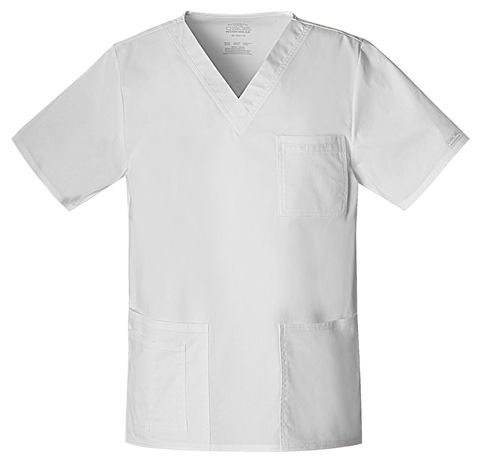 Zdravotnické oblečení - Dámské zdravotnické haleny - Pánská/ unisex zdravotnická halena V-výstřih - bílá | medical-uniforms