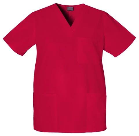 Zdravotnické oblečení - Haleny - Unisexová zdravotnická halena V výstřih -červená | medical-uniforms
