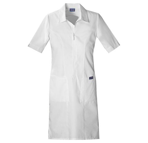 Zdravotnické oblečení - Šaty - Dámské zdravotnické šaty na zip - bílá | medical-uniforms